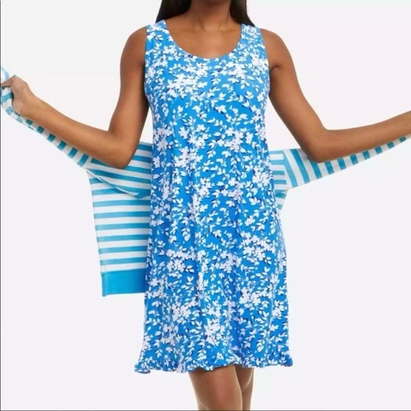 NWT Draper James Grace & Charm Ruffle Nightie Bluebell Floral Print Slip Dress - Picture 5 of 12